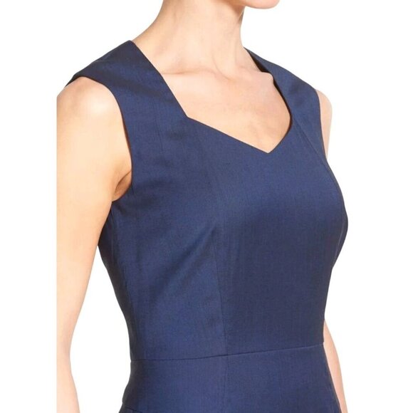 Boss Hugo Boss Delura Stretch Wool Blue Sheath Career Dress Size 4 - Picture 6 of 11
